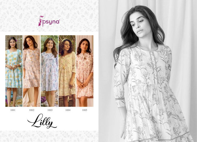 Lilly By Psyna Stylish Party Wear Linen Printed Short Kurti Wholesale Price In Surat